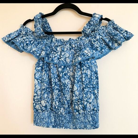 House of Harlow 1960 Martine Blue Print Top Large - Picture 3 of 10